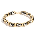 Goldfarbene Gliederkette mit schwarz-weißem Zebra-Stoffgewebe-Detailansicht - Schwarzweißes Zebramuster (NK28110-2)