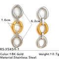 Elegant two-tone gold and silver stainless steel triple link drop earrings for women - Triple Oval Link Style (RS-YS459-1) / Gold