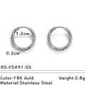Orecchini a cerchio testurizzati color argento in acciaio inossidabile diametro 1,2 cm - Stile Texture Martellata Argento (1.2cm)(RS-YS491-SS)