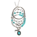 Western boho bracelet set with turquoise beads, silver chains and boot pendant detail - Multi-layer Turquoise Boot Bracelet (NK28660-1)