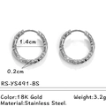 Orecchini a cerchio in acciaio inossidabile placcato oro 18K con finitura martellata - Stile Texture Martellata Argento (1.4cm)(RS-YS491-BS)