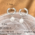 Eleganti orecchini a cerchio in acciaio inossidabile con pendenti di perle barocche - Orecchini a Cerchio in Acciaio Inossidabile Argento Perla Barocca (RS-YS481-S)