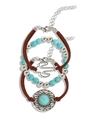Bohemian western jewelry set with turquoise stone, cactus charm and sun totem bracelet - Cactus & Flower Bracelet Set (NK28670-1)