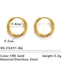 Orecchini a cerchio in acciaio inossidabile placcato oro 18K con finitura diamantata - Stile Sfaccettato Geometrico Oro (1.4cm)(RS-YS491-BG)
