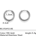 18K gold plated stainless steel hoop earrings with twisted spiral texture and 1.5cm diameter - Silver Twist Rope Texture Style (1.5cm)(RS-YS492-BS)
