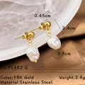 Eleganti orecchini in acciaio inossidabile placcato oro 18K con perle barocche - Orecchini a Bottone a Sfera in Acciaio Inossidabile Oro Perla Barocca (RS-YS482-G)