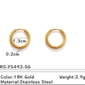 Classic 18K gold-plated stainless steel twisted hoop earrings with 13mm inner diameter - Gold Twist Rope Texture Style (1.3cm)(RS-YS492-SG)
