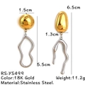 Asymmetrische lange hartvormige oorbellen in 18K goud en zilver rvs tweekleurig - Gouden Bal en Golfstrip Stijl (RS-YS499) / Goud