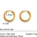 18K gold plated stainless steel hoop earrings with elegant twisted rope texture design - Gold Twist Rope Texture Style (1.5cm)(RS-YS492-BG)