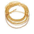 Multilayer gold plated jewelry set with rhinestone tennis chain and Cuban link bracelets - Cuban Tank Multi-Layer Gold-Tone 4-Piece Set (Bracelet 1)