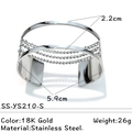 Bracelet jonc ouvert en acier argenté avec triple chaîne, largeur 2,2 cm, diamètre 5,9 cm - Chaîne Multi-Rangs Argent (SS-YS210-S)