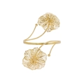 Bracelet de bras ouvert doré à la mode avec des détails de fleurs évidées complexes - Style Grande Fleur Ajourée (NK28900-8)