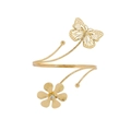 Bracelet de bras doré avec papillon ajouré et fleur ornée d'un zircon blanc - Style Strass Fleur Papillon (NK28900-9)