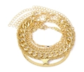 Set di bracciali e cavigliere placcati in oro a più strati con ciondolo a stella - Set Multistrato di Catene Cubane con Pentagramma Dorato (Bracciale 6)