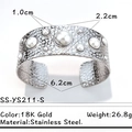 Bracelet jonc en acier argenté martelé orné de perles élégantes de 1,0 cm et 2,2 cm - Perle Martelé Argent (SS-YS211-S)