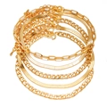 Set di bracciali placcati in oro con catene a serpente, graffetta e maglia cubana - Set 5 Pezzi Catena a Serpente e Graffetta Dorata (Bracciale 7)