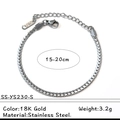 Bracciale a catena in acciaio inossidabile argento con targhetta K18 e moschettone - Placcato oro 18K / Stile Maglia Argento (SS-YS230-S)