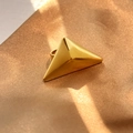 Golden titanium steel ring with a large 3D faceted triangle geometric design - Geometric Triangle (JZ-YS360)