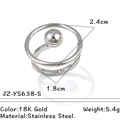 Anello doppio strato in acciaio inossidabile con sfera metallica finitura oro 18K argento - Stile Doppia Anello con Sfera (JZ-YS638-S) / Argento (JZ-YS638-S)