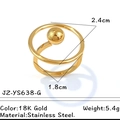 Anello geometrico a doppio strato in acciaio inossidabile dorato 18K con perla - Stile Doppia Anello con Sfera (JZ-YS638-G) / Oro (JZ-YS638-G)