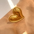 Polished golden heart-shaped ring with textured edges on elegant satin background - Polished Heart (JZ-YS363)
