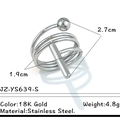 Anello a spirale multistrato in acciaio inossidabile dorato 18K con perline decorative - Stile Asta Sfera Spirale (JZ-YS639-S) / Argento (JZ-YS639-S)