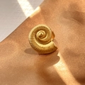 Unique gold titanium steel nautilus shell ring with textured spiral design for women - Nautilus Shape (JZ-YS399-G)