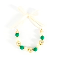 Fashion Christmas necklace with large green, white and gold beads tied with silk ribbon - Bowknot Style (NK26200-White)