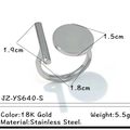 Bague ouverte géométrique en acier inoxydable doré 18K avec design de colonne - Argent (JZ-YS640-S)