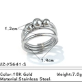 Bague spirale multicouche en acier inoxydable argenté avec trois billes polies - Argent (JZ-YS641-S)