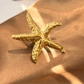 Exquisite gold starfish ring with textured finish on elegant silk background - Starfish Shape (JZ-YS442)