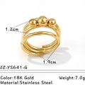 Bague multicouche en acier inoxydable or 18K avec perles métalliques et fini poli brillant - Or (JZ-YS641-G)