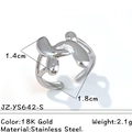 Bague ouverte en acier inoxydable doré 18 carats avec design géométrique torsadé - Argent (JZ-YS642-S)