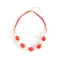 Christmas necklace with red snowflake beads and white textured beads on red cord - Snowflake Pattern Style (NK26220-Red)