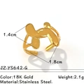 Bague ouverte géométrique abstraite en acier inoxydable plaqué or 18K aux lignes fluides - Or (JZ-YS642-G)