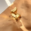 Elegant gold titanium steel ring with 3D bow design on champagne satin fabric - Bowknot Shape (JZ-YS452-G)