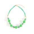 Christmas necklace with green beads, white tree patterns and golden lobster clasp - Christmas Tree Pattern Style (NK26220-Green)