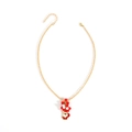 Christmas necklace with Santa Claus pendant and festive red and white beads in gold finish - Santa Claus Style (NK26270-Red)