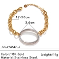 Zweifarbiges Armband aus 18K vergoldetem Edelstahl mit 3,6 cm Ringelement - 18K vergoldet / Bicolor Ovaler Ring Stil (SS-YS246-J)