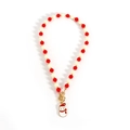 Christmas necklace with red and white beads featuring a snowman pendant and gold clasp - OT Buckle Snowman Style (NK26330-Snowman)