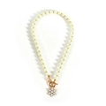 Winter beaded necklace with gold snowflake pendant and toggle clasp closure - OT Buckle Snowflake Style (NK26330-Snowflake)