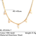 Collana in acciaio inossidabile placcato oro 18K con cinque ciondoli a cuore - Stile Cinque Perle Artificiali a Cuore Bianco (XL-YS326-1)