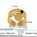 Anello regolabile multistrato in acciaio inossidabile placcato oro 18K con ciondoli - Etichetta Rotonda Oro Multistrato (JZ-YS634-G)