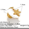 Anello regolabile in acciaio inossidabile dorato 18K con ciondolo a stella marina e intarsio - Stella Marina Disco Oro (JZ-YS651-1)