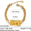 18K vergoldetes Edelstahl-Armband mit gehämmerter quadratischer Platte und Kette - 18K vergoldet / Gehämmerter Rechteckiger Anhänger Stil (SS-YS248)
