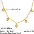 Collana in acciaio inossidabile oro 18K con cinque zirconi a cuore verde chiaro - Stile Cinque Strass a Cuore Verde (XL-YS326-4)