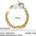 18K vergoldetes Edelstahl-Armband mit weißen Barockperlen und OT-Verschluss für Damen - 18K vergoldet / Barockperle Knebelverschluss Stil (SS-YS249)