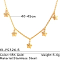 Gouden roestvrijstalen ketting met vijf sterhangers en zirkonia accenten voor dames - Vijf Strass Ster Stijl (XL-YS326-5)