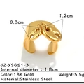 18K gold plated stainless steel wide ring featuring dual oval link charm pendants - Double Link Pendant Gold (JZ-YS651-3)