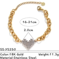 18K vergoldetes Edelstahl-Gliederkettenarmband mit strukturiertem Herzanhänger 2,0cm - 18K vergoldet / Texturierter Herzanhänger Stil (SS-YS250)
